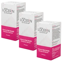 Paquete de tres botellas de suplemento Locerin