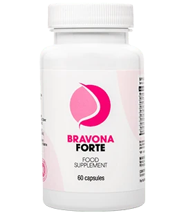 Envase de las cápsulas del suplemento dietético Bravona Forte